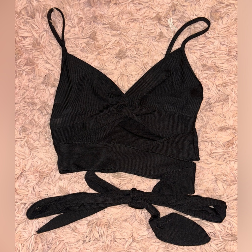 SHEIN black tie cropped tank top